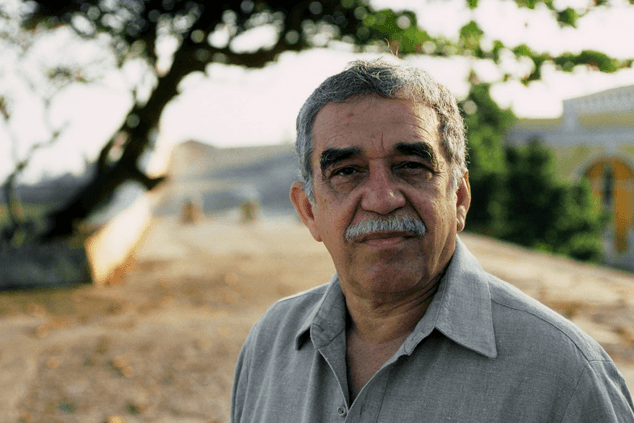Gabriel García Márquez photographed outdoors, reflecting his connection to his Colombian roots and storytelling.