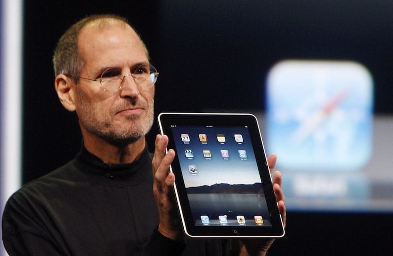 The first Apple IPad introduced by Steve Jobs