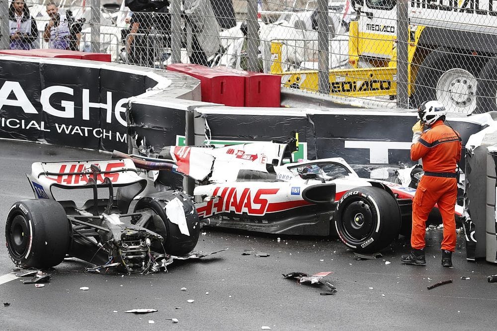 Mick Schumacher’s car split in two at Monaco Grand Prix